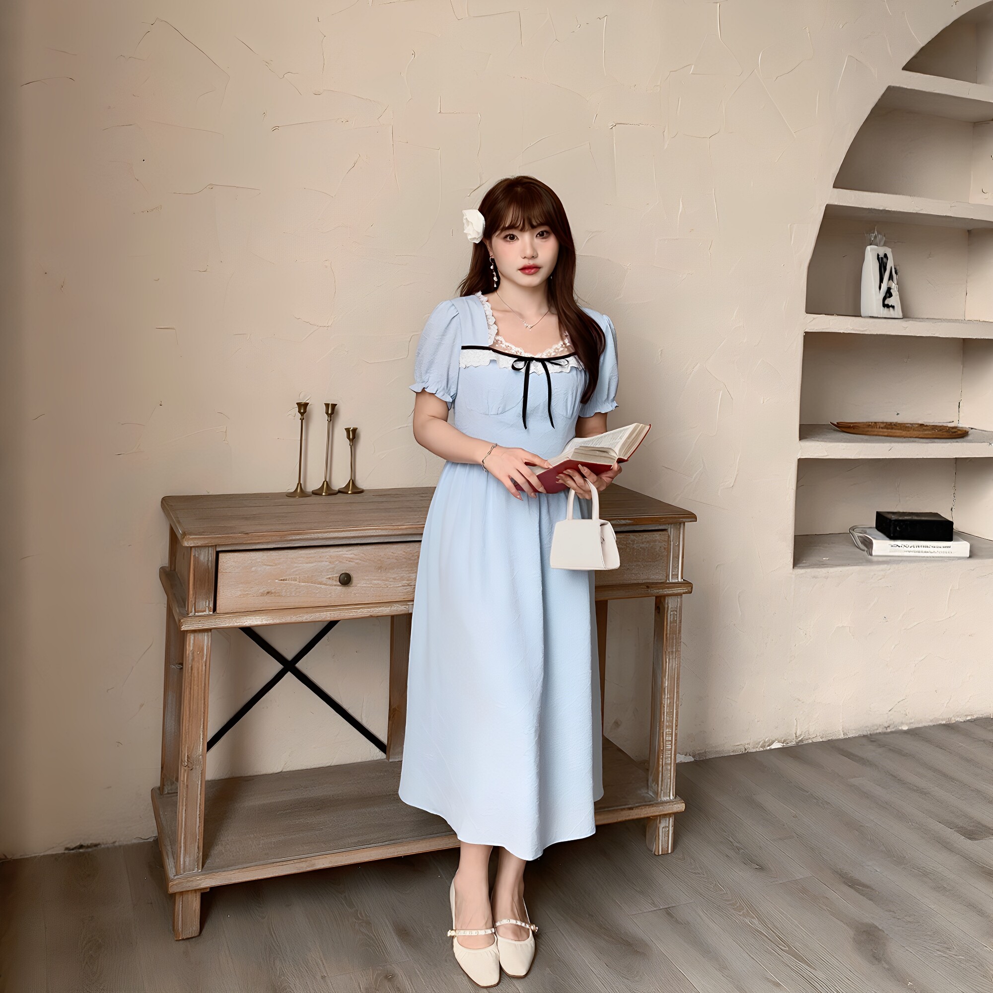 2025夏秋新款莉莉初恋甜妹连衣裙胖mm大码蕾丝拼接温柔少女连衣裙
