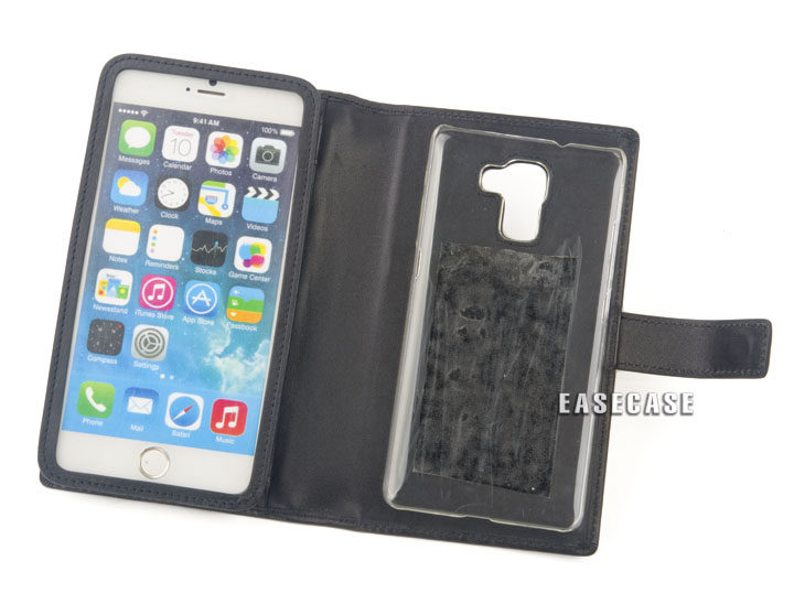 E4+E8款EASECASE定制华为 荣耀6P 皮套iPhone 6SPlus双机套 黑
