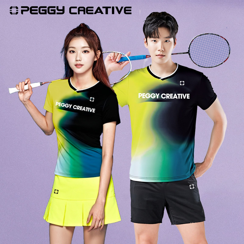 韩国佩极专业羽毛球男女款乒乓球网球训练服速干透气抑菌防臭运动