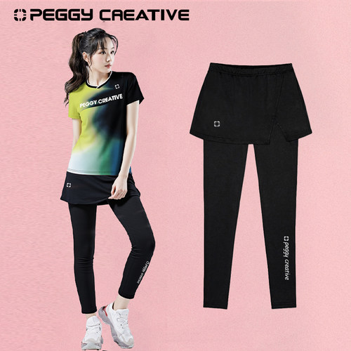 新款羽毛球服女九分裤修身显瘦