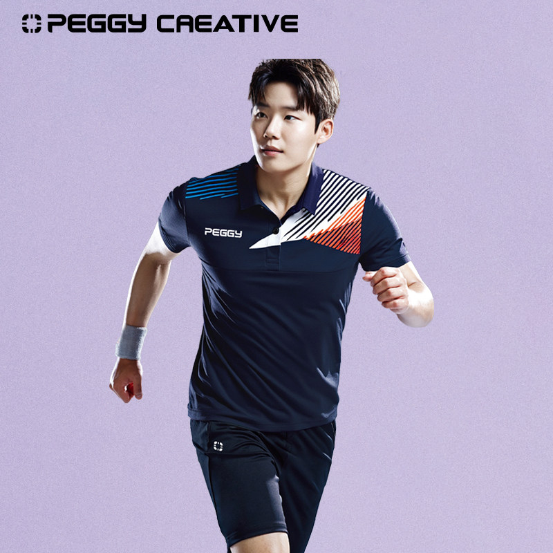 韩国佩极羽毛球服男款polo领吸汗速干短袖T恤训练服网球服大赛服