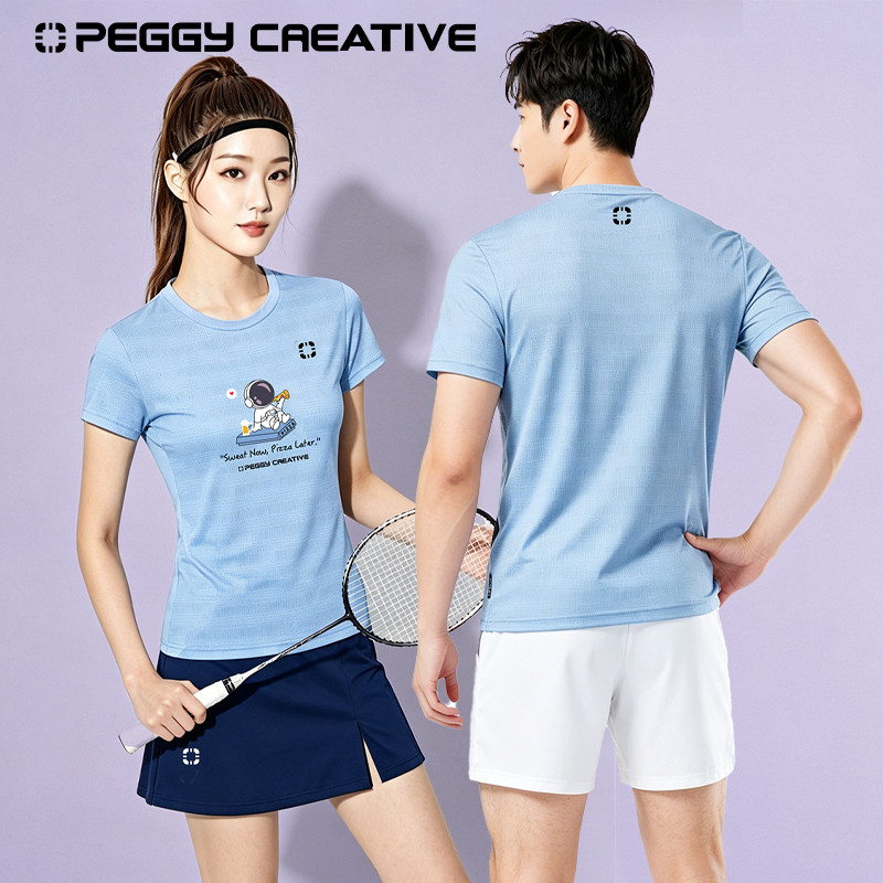韩国佩极羽毛球服新款速干运动乒乓球服男女同款短袖训练服大赛服