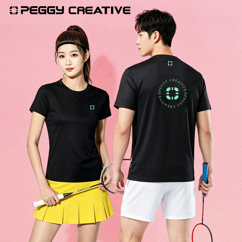 韩国佩极羽毛球服男女同款新款短袖速干T恤壁球匹克球服运动套装