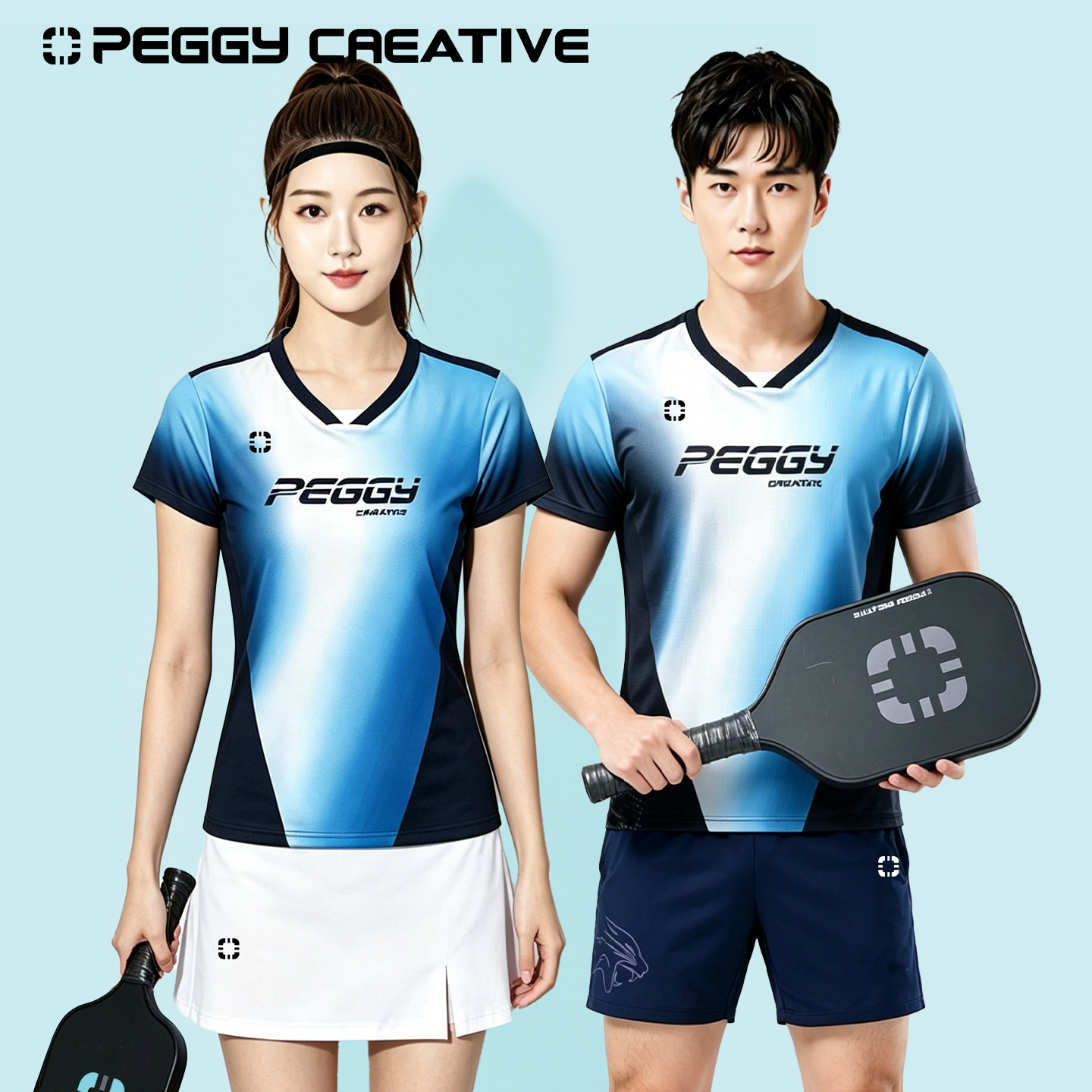 韩国佩极羽毛球服新款男女同款速干短袖T恤运动服训练套装队服
