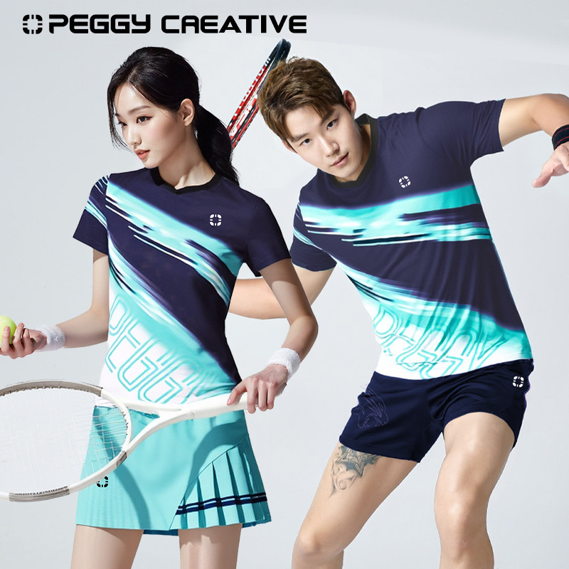 韩国佩极羽毛球服男女同款速干短袖运动训练T恤比赛队服可定制