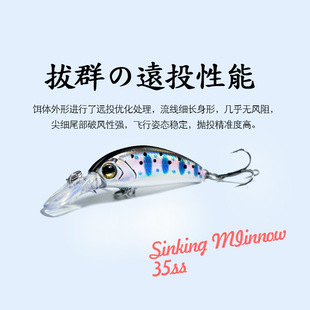 微物全泳层路亚饵长舌板沉水米诺50mm3.6g假饵拟饵硬鱼饵鳜鱼翘嘴