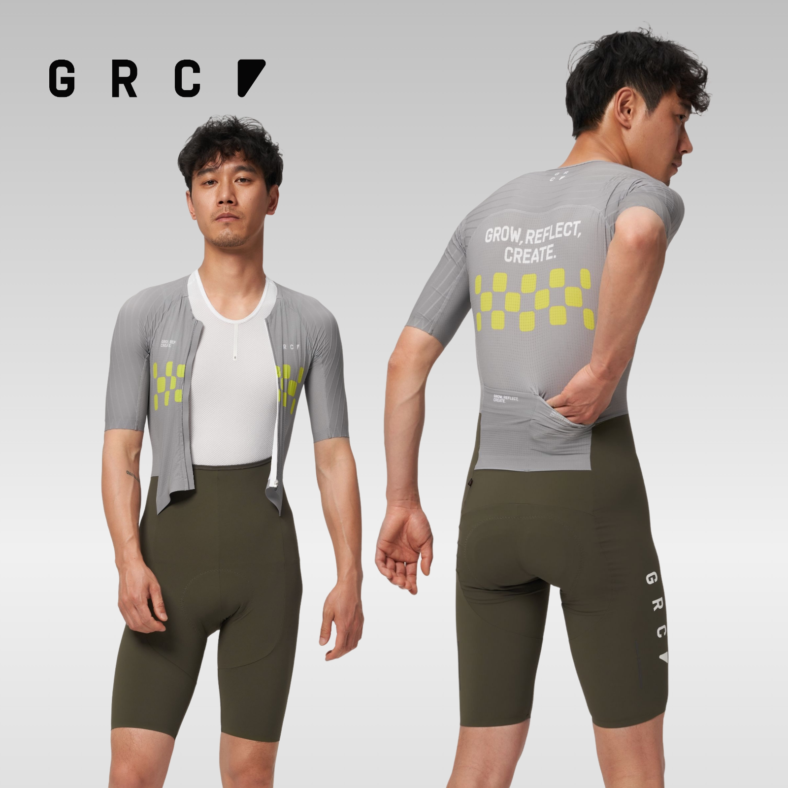 GRC春夏灰绿竞速连体骑行服男图片