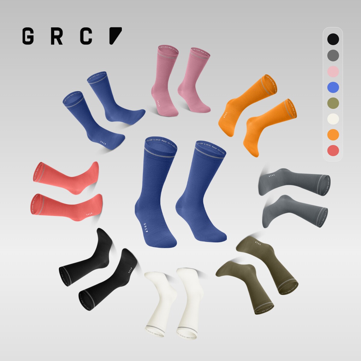 GRC夏季新款TECH压缩袜反光中筒气动运动袜公路自行车骑行袜男女