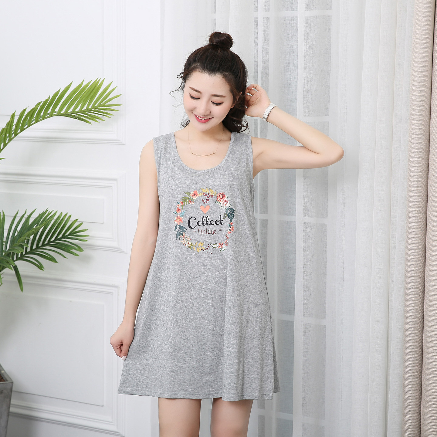 吊带睡衣女纯棉大码睡裙印花宽松A字版宽松舒适连衣裙,女士内衣/男士内衣/家居服,睡裙,淘宝优惠券,粉丝福利购,淘宝优惠卷