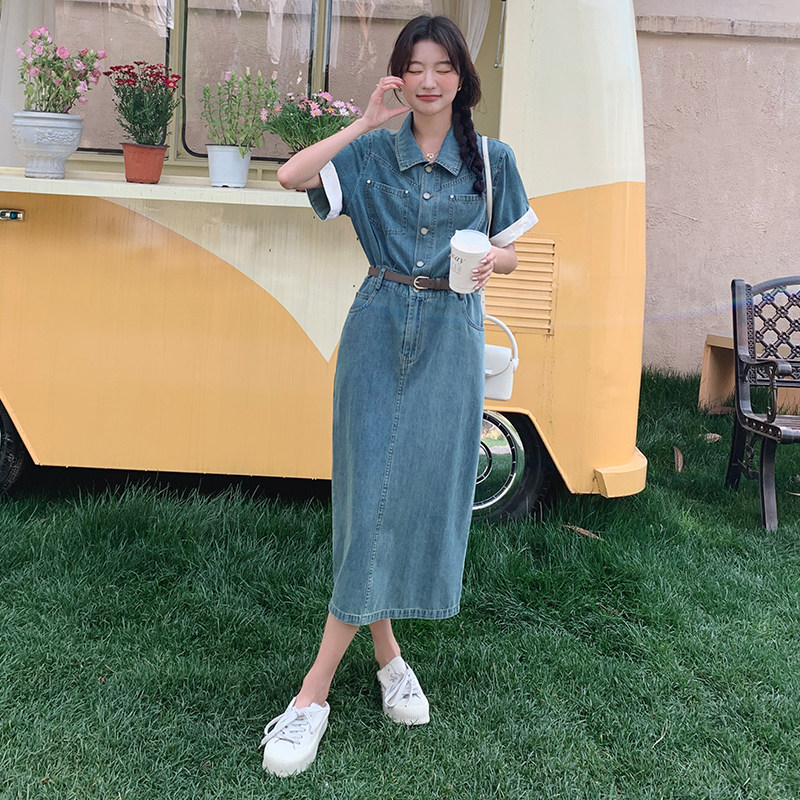 24年夏季新款风提花拼接牛仔连衣裙送腰带212-1806-P130-K185,女装连衣裙,浙宝285（原212）