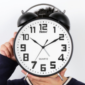 汉时时尚 金属石英大闹钟卧室学生用静音钟表简约桌面摆件时钟HA58