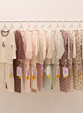 阿米阿奇女童莫尔卡秋衣秋裤套装儿童氧肤棉内衣宝宝莫棉无骨睡衣