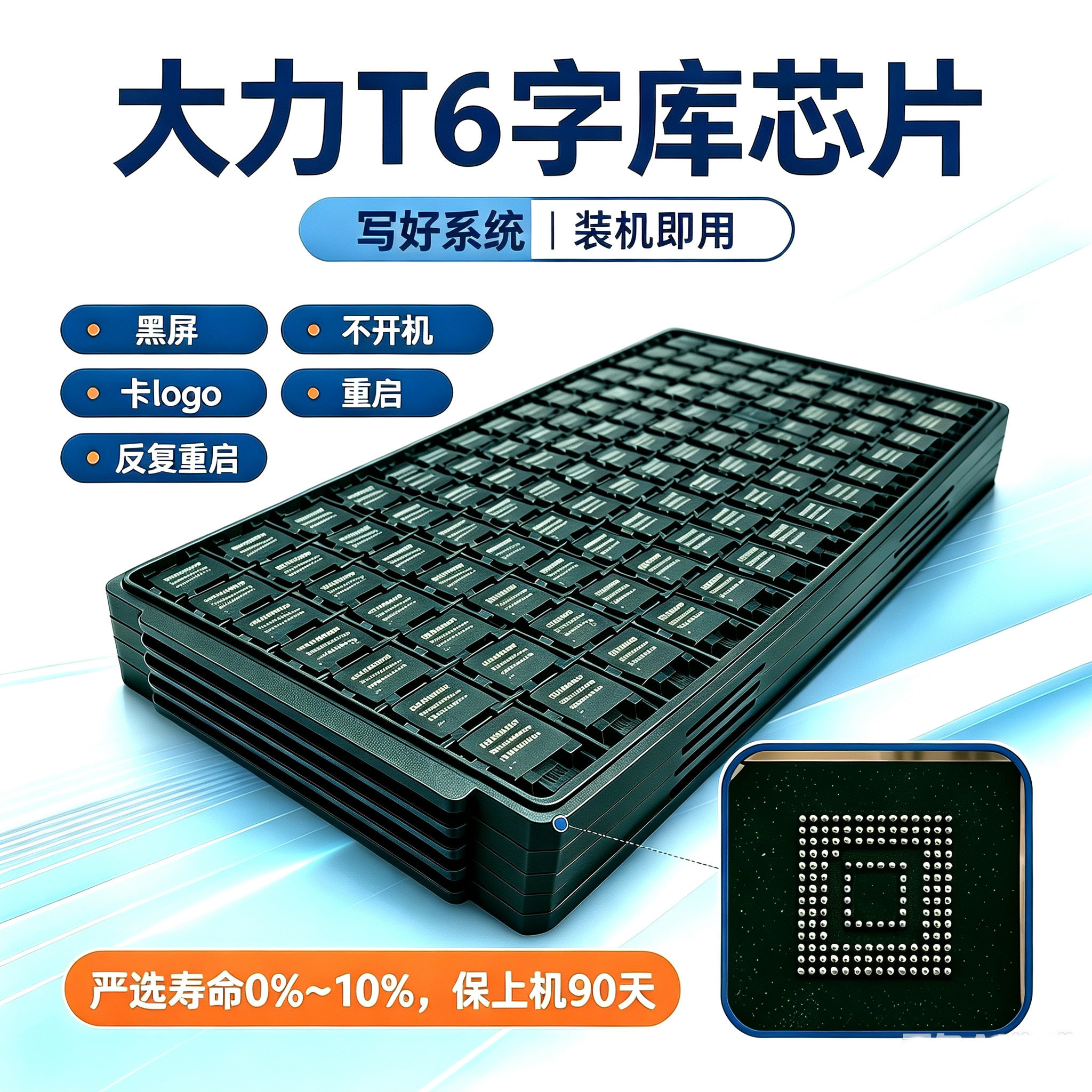 大力台灯T6字库EMMC芯片 黑屏不开机反复重启维修 T6Pro硬盘资料