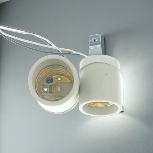 特价耐高温陶瓷灯头E14E27螺口灯座吸顶灯改装灯座7字脚灯头带线