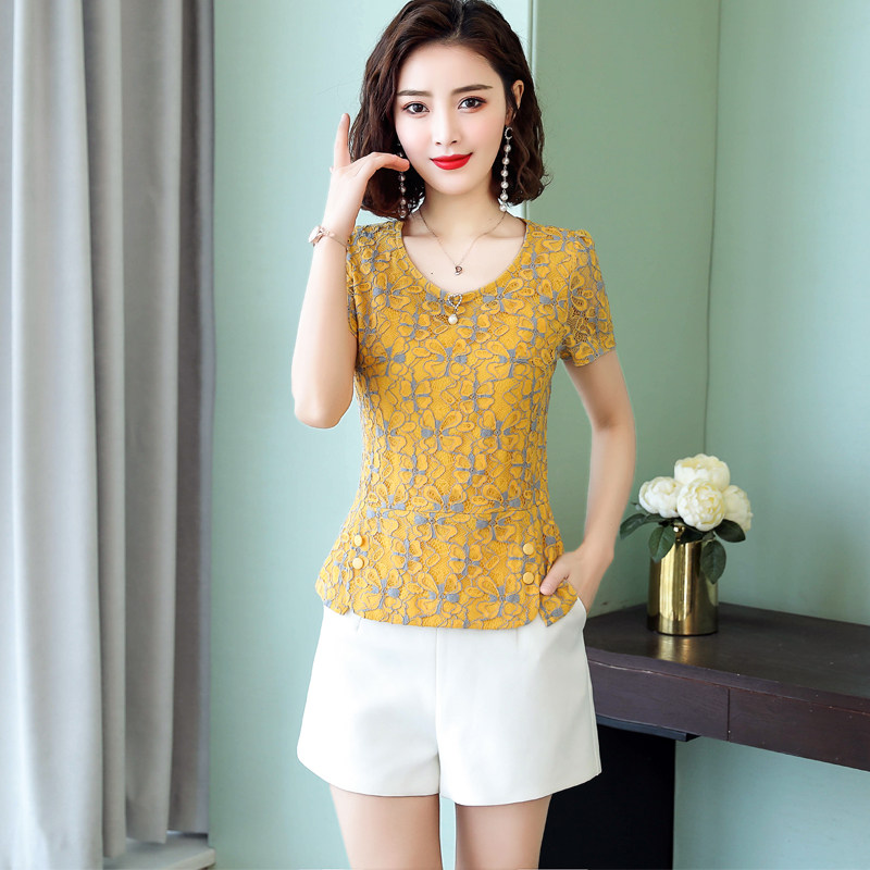 蕾丝上衣女短袖超仙内搭2023新款春夏季遮肚子很仙的洋气打底小衫