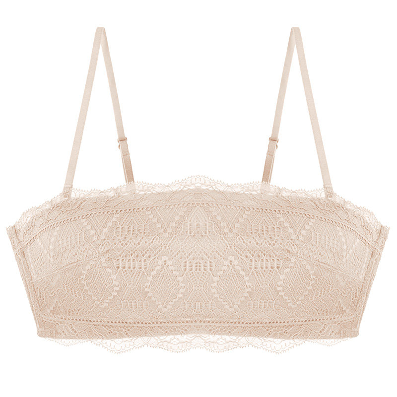 蕾丝无肩带内衣薄款防滑抹胸婚纱礼服一字肩文胸性感防走光裹胸女