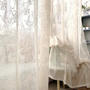 法式浪漫窗帘纱帘客厅阳台卧室餐厅北欧米色透光不透人奶茶色窗帘