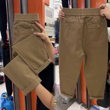 2025新款纯棉休闲裤女春季加厚宽松百搭显瘦哈伦裤九分高腰萝卜裤
