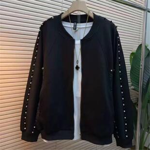 大码女装春季新品休闲时尚铆钉开衫外套女韩版显瘦洋气百搭上衣潮