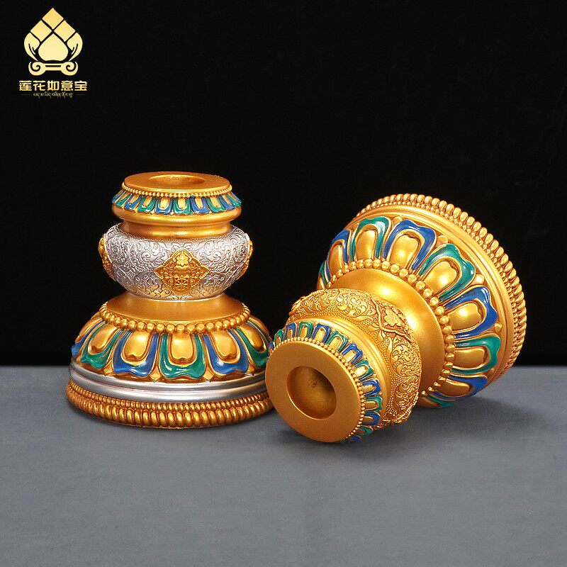 转轮手摇底座藏族转简经筒底托自动转法轮树脂底座八吉祥工艺品