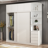 实木生态板拉门衣柜卧室家用现代简约储物收纳柜子滑移门大衣橱