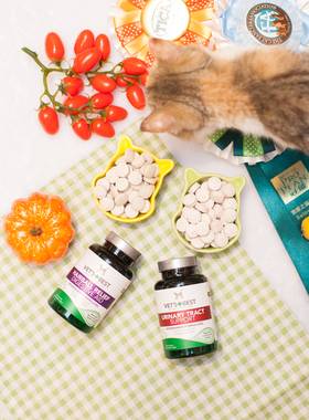 vets best绿十字去毛球化毛猫草片试吃/猫尿结石尿血利尿通泌尿片