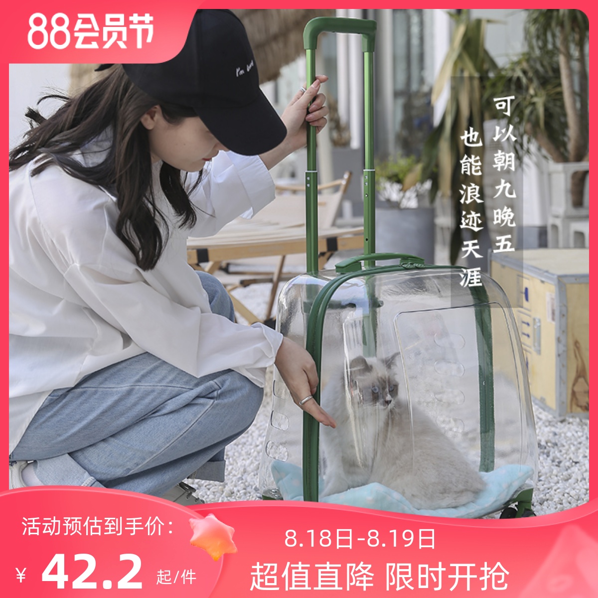 宠物太空舱透明拉杆箱推车行李箱
