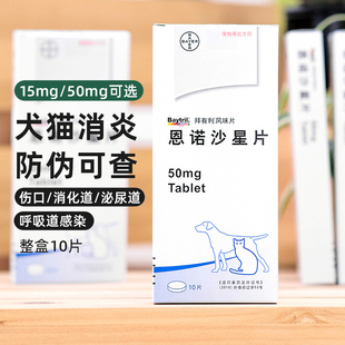 拜耳恩诺沙星片15/50mg拜有利宠物狗猫咪感冒消炎药泌尿肺炎感染