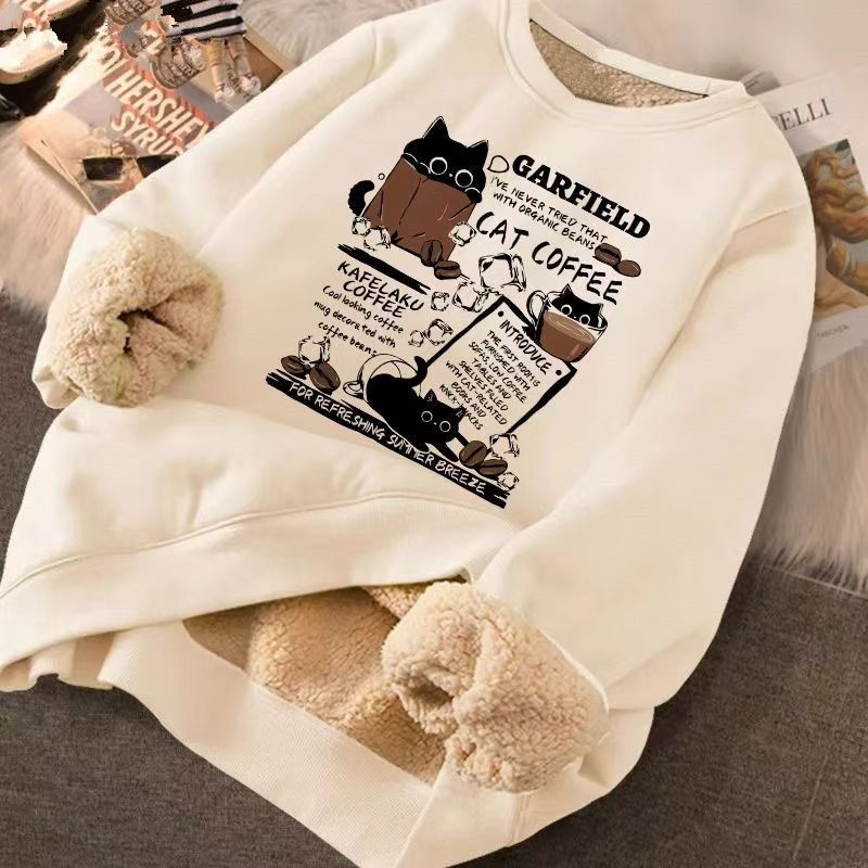 2024冬季羊羔绒圆领卫衣宽松百搭