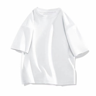 纯白色休闲宽松简约情侣重磅内搭正肩体恤12 基础款 短袖 t恤男夏季