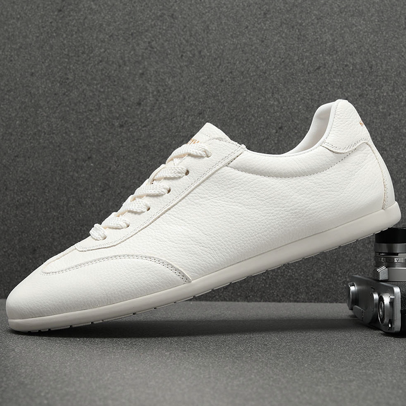软牛皮男鞋2026新款春季软底薄款透气真皮小白鞋平底耐磨休闲皮鞋