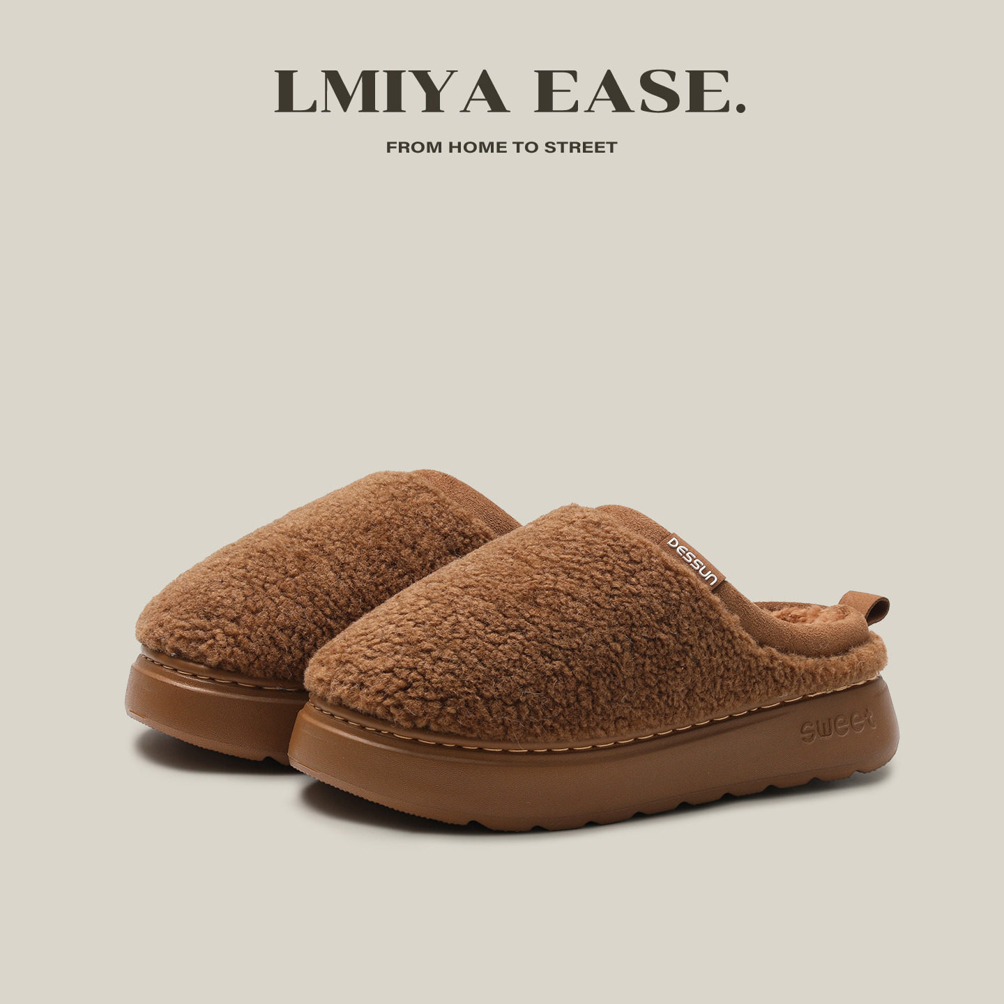 毛毛棉拖鞋女静音秋冬季2025新款居家室内加绒毛保暖外穿防滑厚底