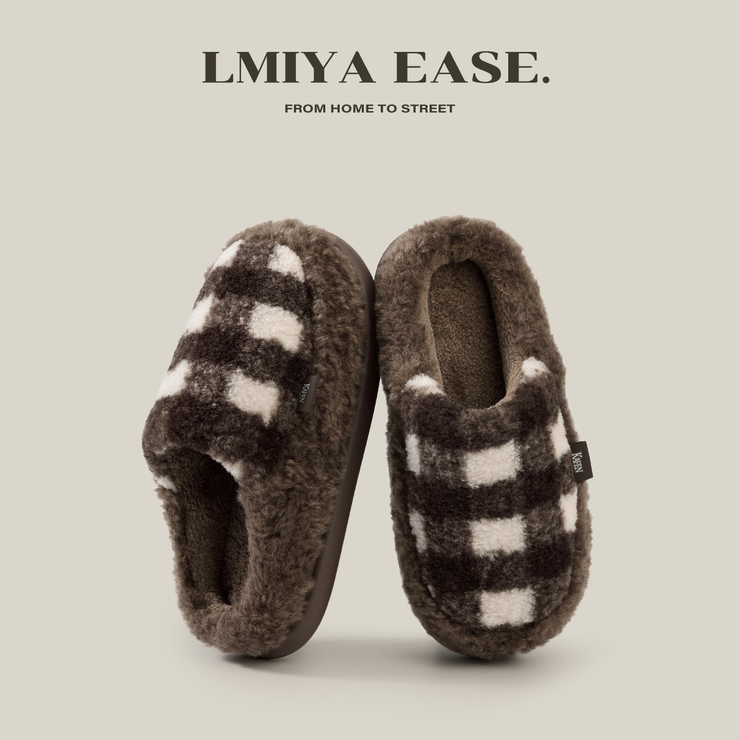 复古方格纹棉拖鞋男士保暖防滑