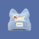 蓝色显白小狗毛线帽女2025新款 可爱猫耳朵针织帽子秋冬季 保暖百搭