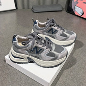 真皮老爹鞋 网面透气跑步厚底增高轻便休闲运动鞋 女2025新款 春夏季