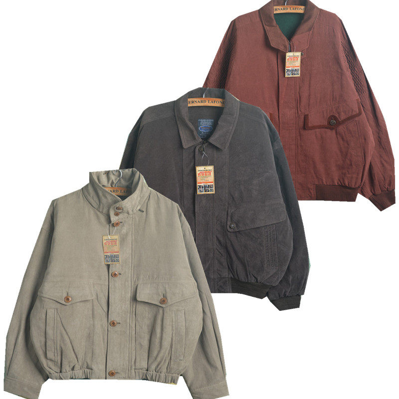 古着vintage秋冬厚款拉链飞行夹克外套宽松日系复古棒球服休闲