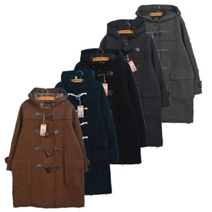 古着vintage大衣 牛角扣羊毛呢外套{B} 文艺学院风纯色日系长款