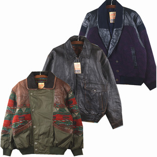 古着vintage飞行服厚款复古经典机车棒球服宽松工装学院夹克外套