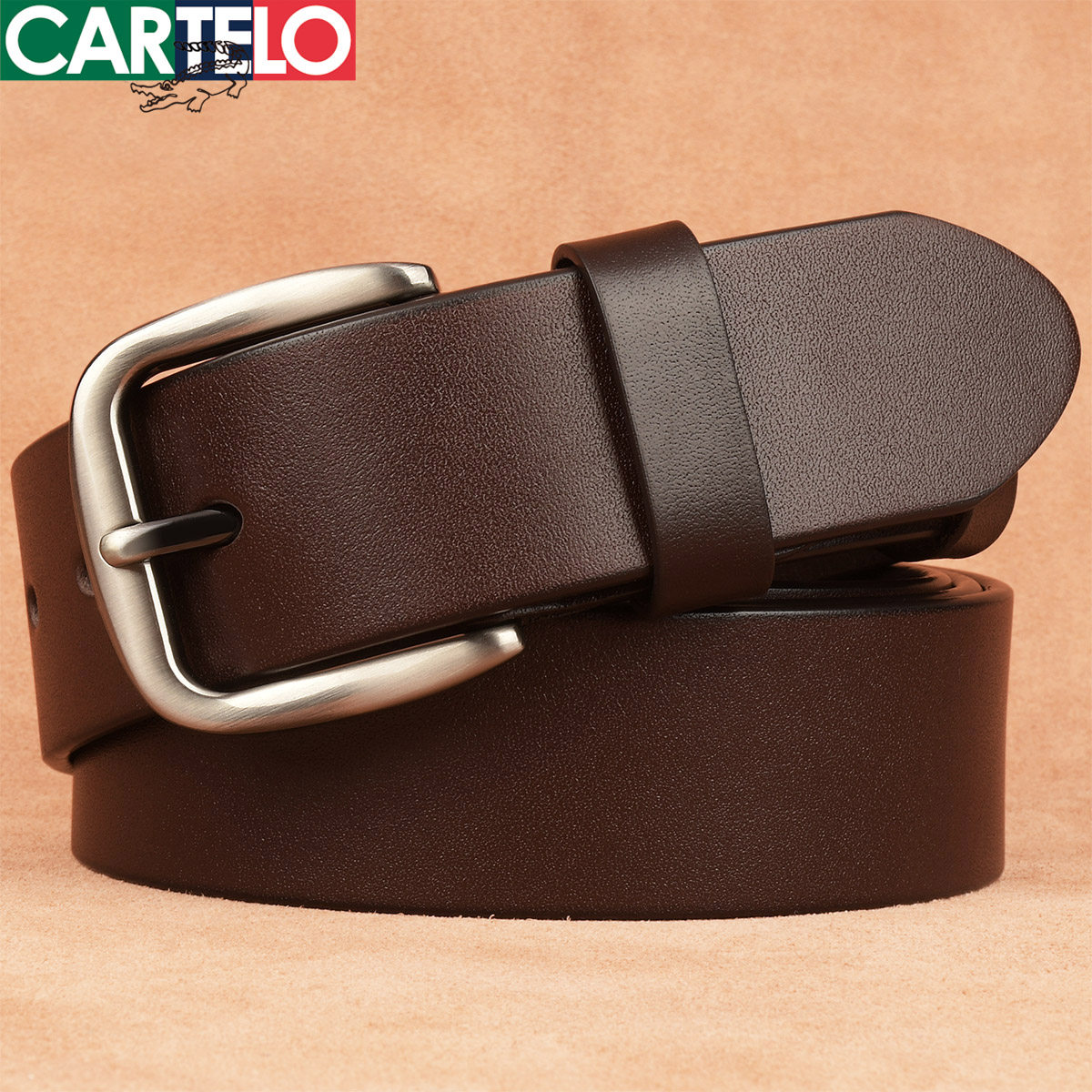 卡帝乐鳄鱼男士头层牛皮加长皮带真皮145cm胖子加大码针扣裤腰带