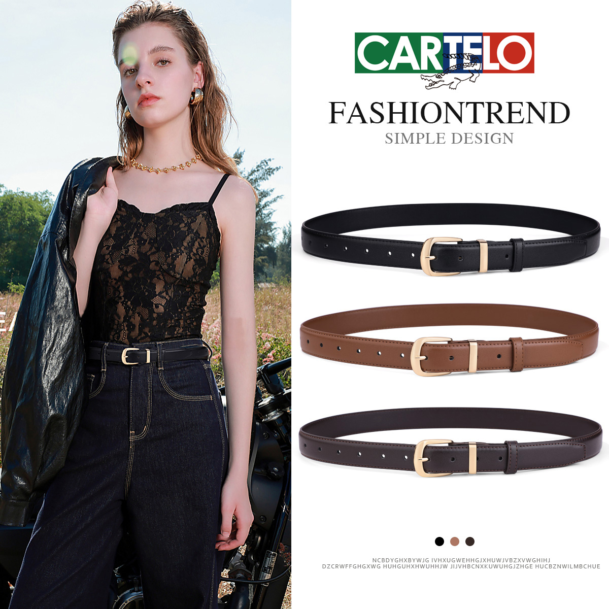 卡帝乐鳄鱼女士皮带2025新款时尚休闲百搭真皮装饰腰带女裤腰带