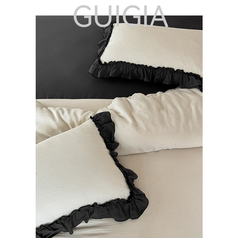 闺家&middot;不见上仙&middot;荷叶边软乎乎双层纱四件套纯棉婴儿全棉床上用品