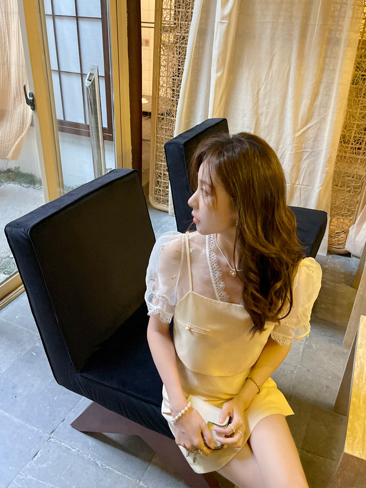 一套搭配仙气纱纱套装 花边网纱刺绣吊带半身裙三件套女夏