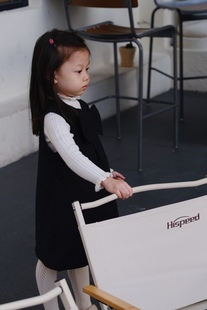 SE小象童装女童连衣裙冬黑色格子背心裙毛呢小香风公主裙毛衣套装