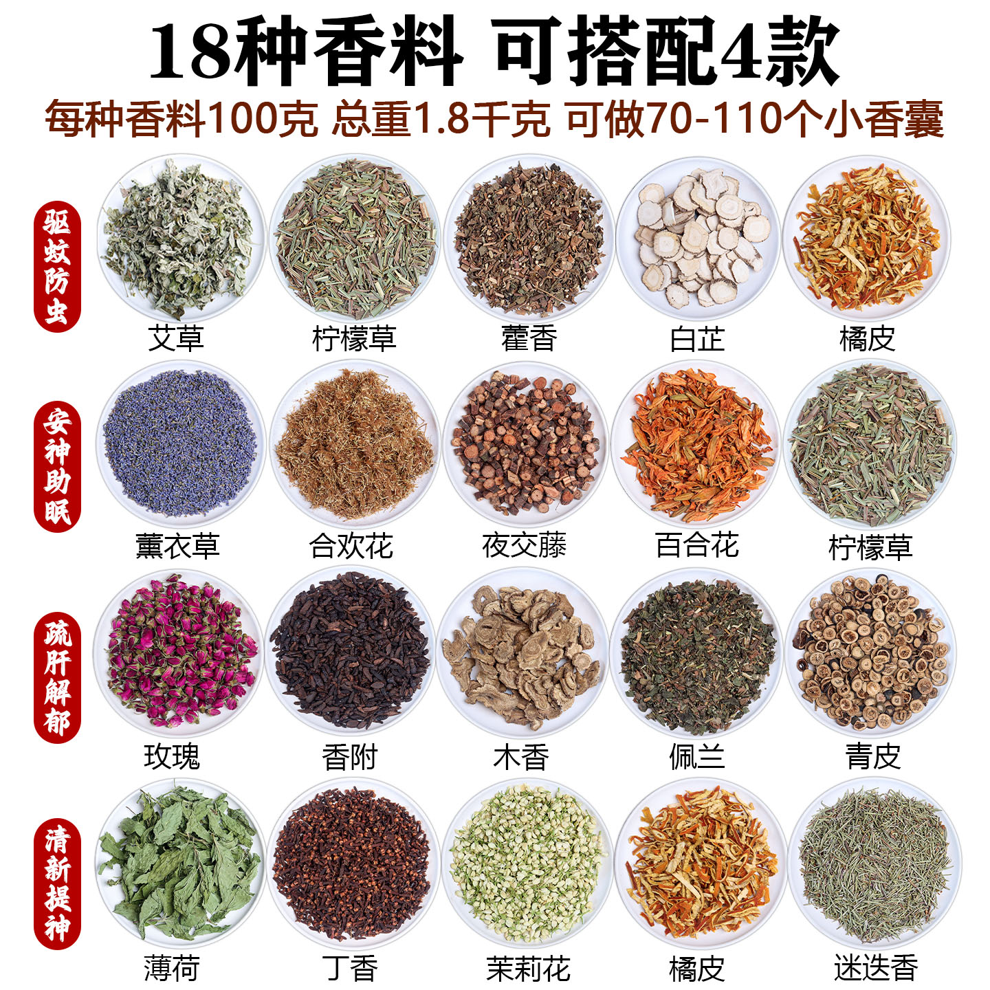 香囊diy材料包填充香料中秋桂花手工香包干花茉莉花艾草中药香薰
