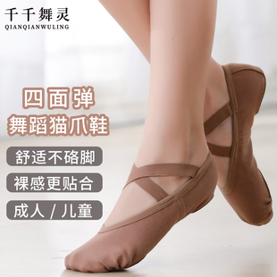 软底跳舞猫爪鞋 艺考形体芭蕾舞鞋 成人儿童女全弹力布练功鞋 舞蹈鞋