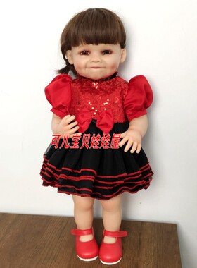 50-5cm美版娃衣全胶娃娃衣服红色连衣裙子女孩洛丽塔蕾丝公主裙