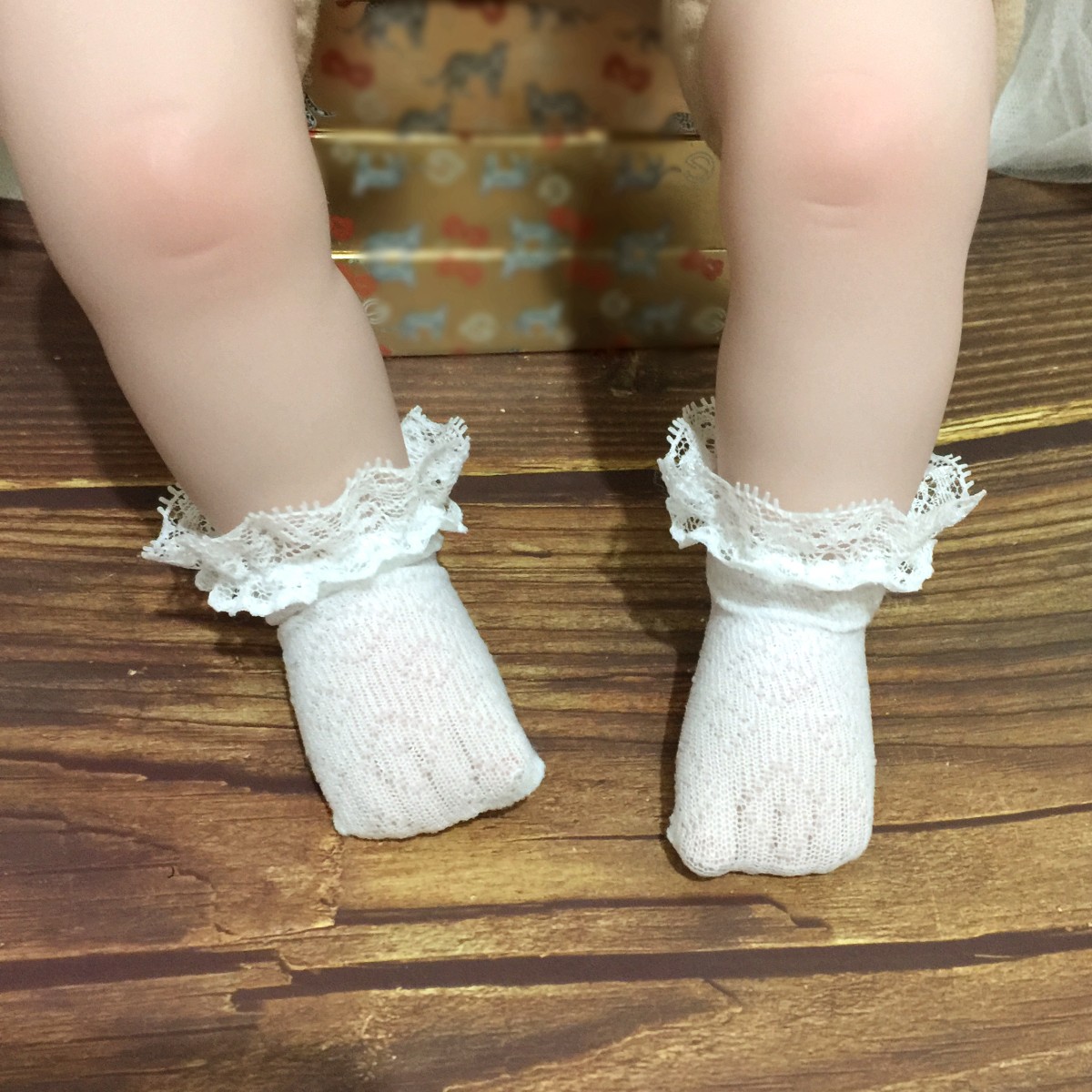 50-55cm重生娃娃袜子薄款短袜仿真宝宝蕾丝花边镂空袜子女孩玩具