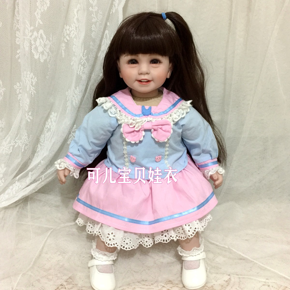 50-55cm重生娃娃衣服娃衣女孩宝宝JK套装女孩可爱公主裙子两件套图片