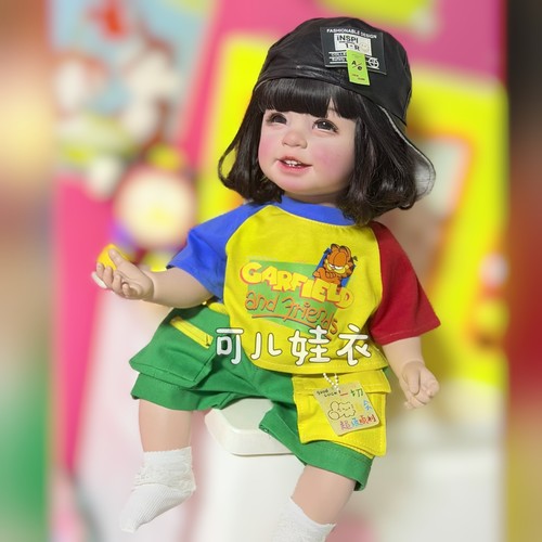 55cm娃娃衣服男孩可爱套装 女孩卡通T恤短裤帽子四件套暹罗订制