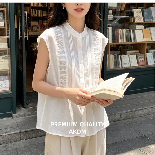 莱赛尔苎麻前片抽皱显瘦女短袖衬衫上衣1561